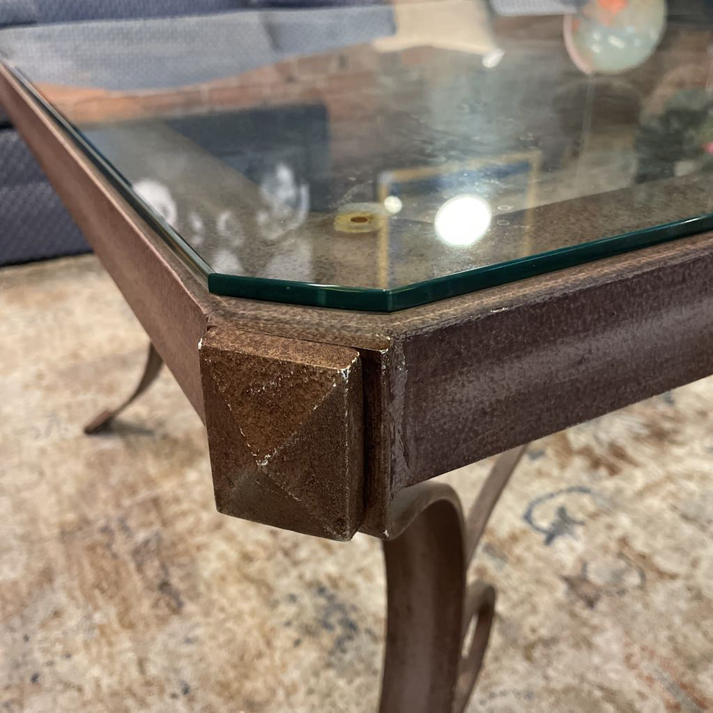Metal Curved Leg Base Glass Top Oversized Coffee Table C COFFEE TABLES