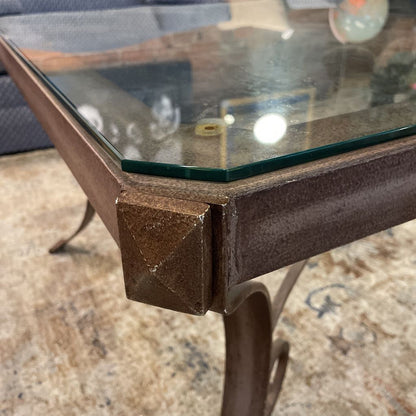 Metal Curved Leg Base Glass Top Oversized Coffee Table C COFFEE TABLES