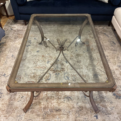 Metal Curved Leg Base Glass Top Oversized Coffee Table C COFFEE TABLES