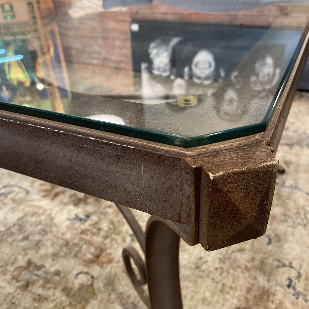Metal Curved Leg Base Glass Top Oversized Coffee Table C COFFEE TABLES