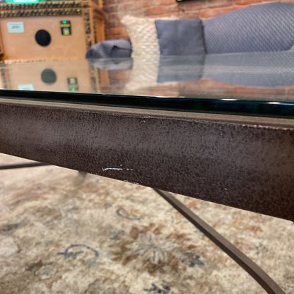 Metal Curved Leg Base Glass Top Oversized Coffee Table C COFFEE TABLES