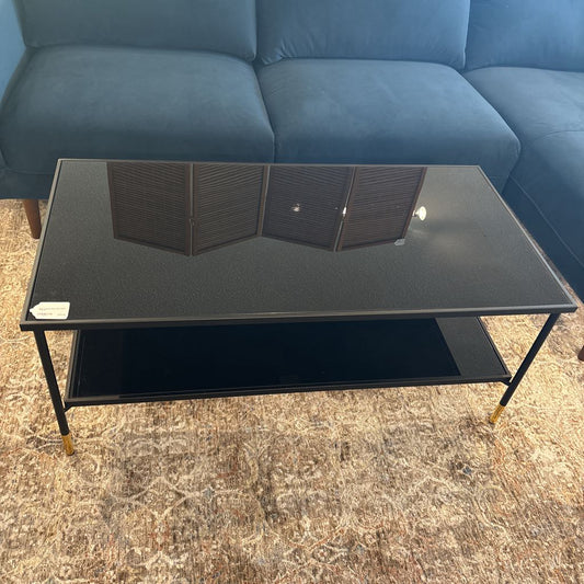 Black & Brass Glass Top Coffee Table