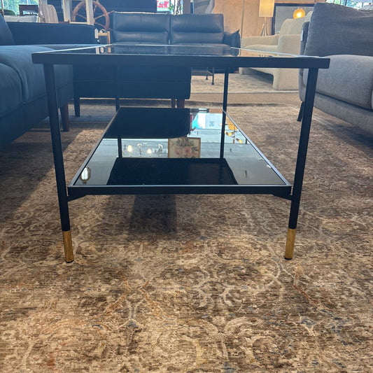 Black & Brass Glass Top Coffee Table