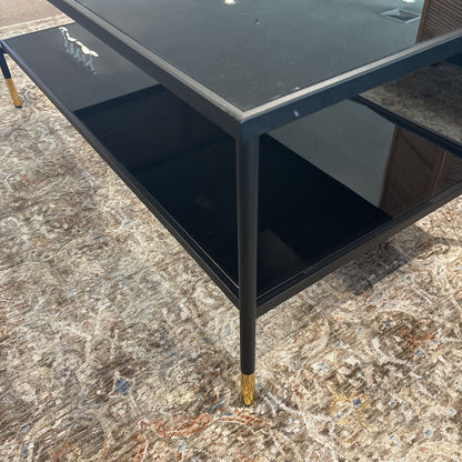 Black & Brass Glass Top Coffee Table C COFFEE TABLES