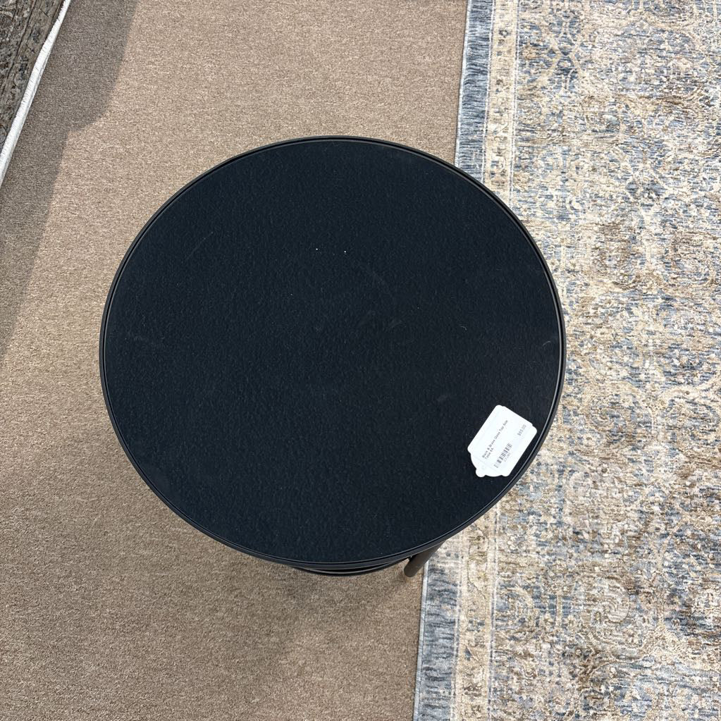 Black & Brass Glass Top Side Table