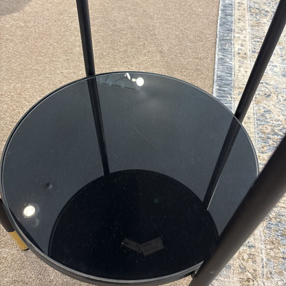 Black & Brass Glass Top Side Table