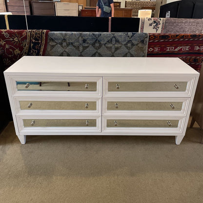 White Mirrored Drawer Lowboy Dresser