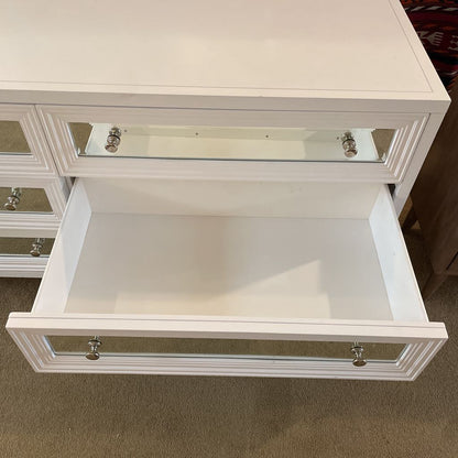 White Mirrored Drawer Lowboy Dresser