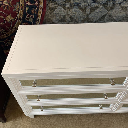 White Mirrored Drawer Lowboy Dresser