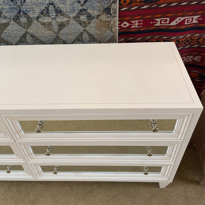 White Mirrored Drawer Lowboy Dresser