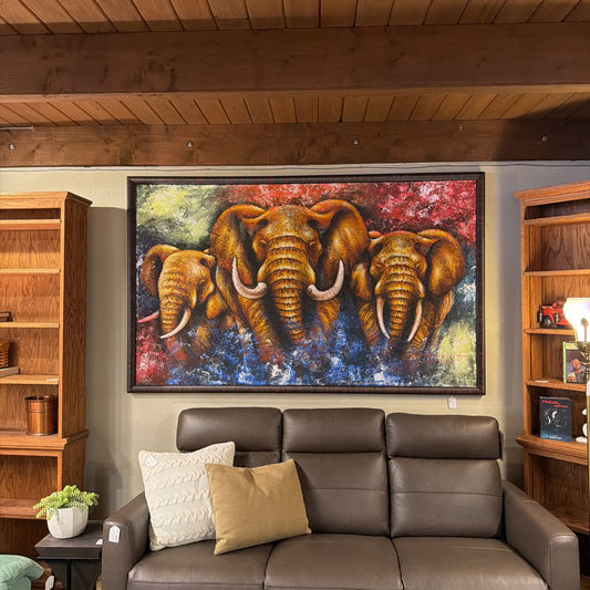 Large Elephant Trio Painting