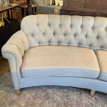Grey Fabric Curved Tufted Back Sofa