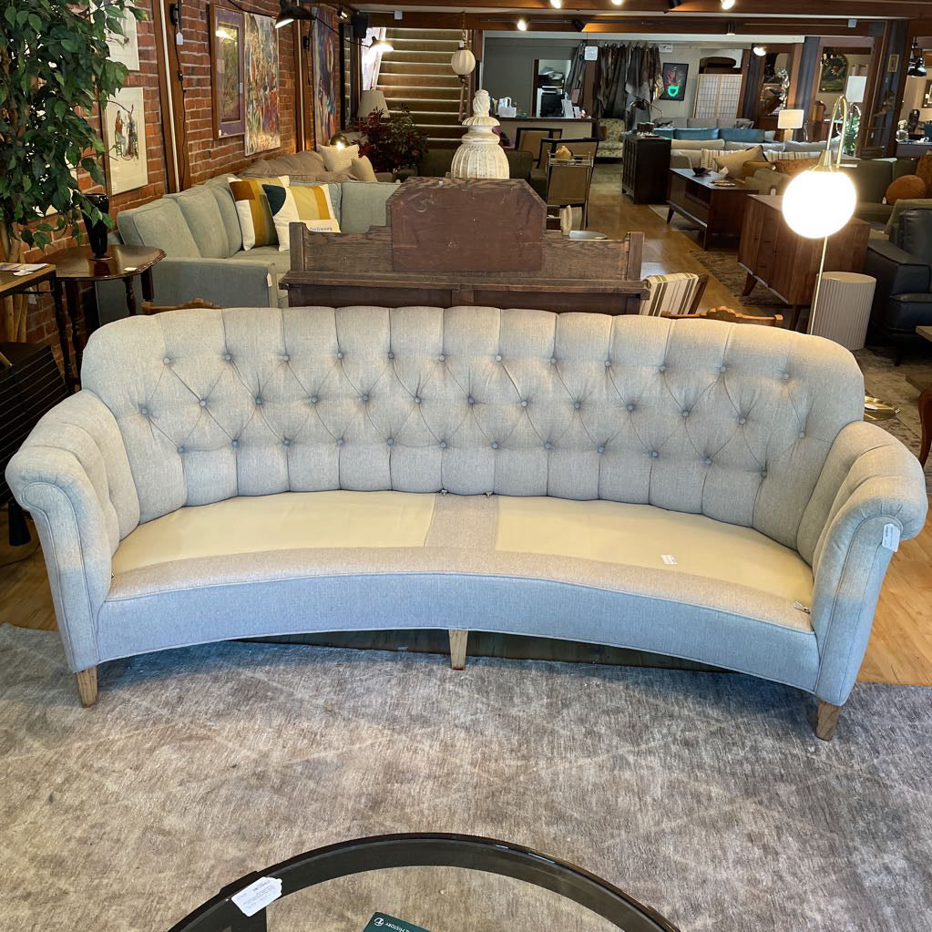 Grey Fabric Curved Tufted Back Sofa