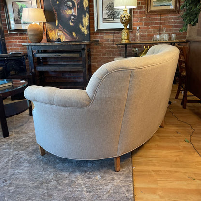 Grey Fabric Curved Tufted Back Sofa