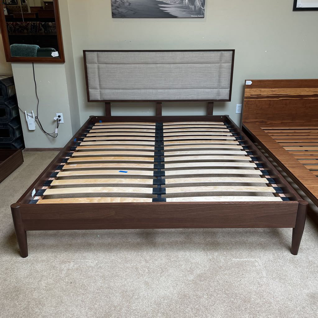 MC Style Grey Fabric Headboard Queen Bed Frame