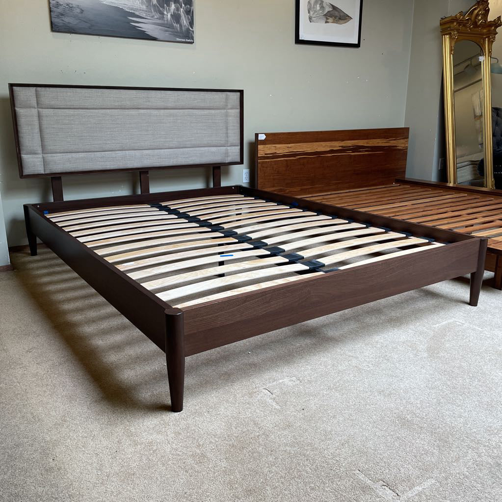 MC Style Grey Fabric Headboard Queen Bed Frame