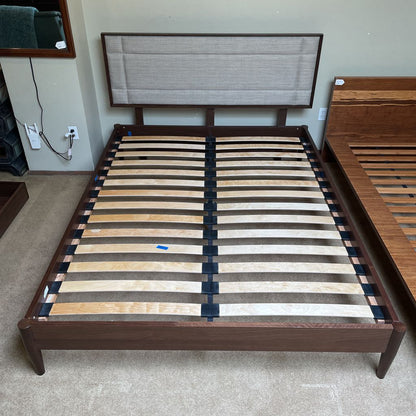 MC Style Grey Fabric Headboard Queen Bed Frame