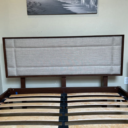 MC Style Grey Fabric Headboard Queen Bed Frame