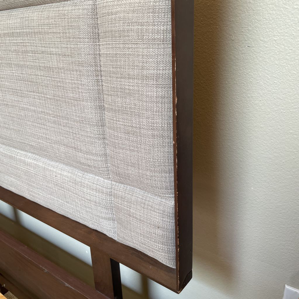 MC Style Grey Fabric Headboard Queen Bed Frame