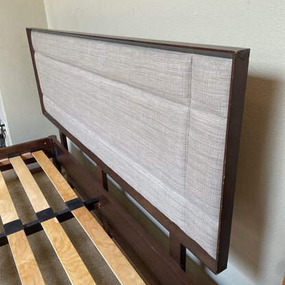MC Style Grey Fabric Headboard Queen Bed Frame