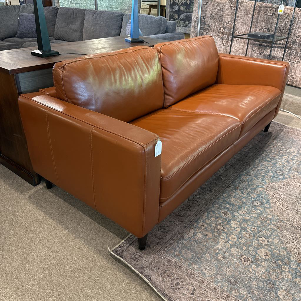 Macy's Camel Genuine Leather Sofa