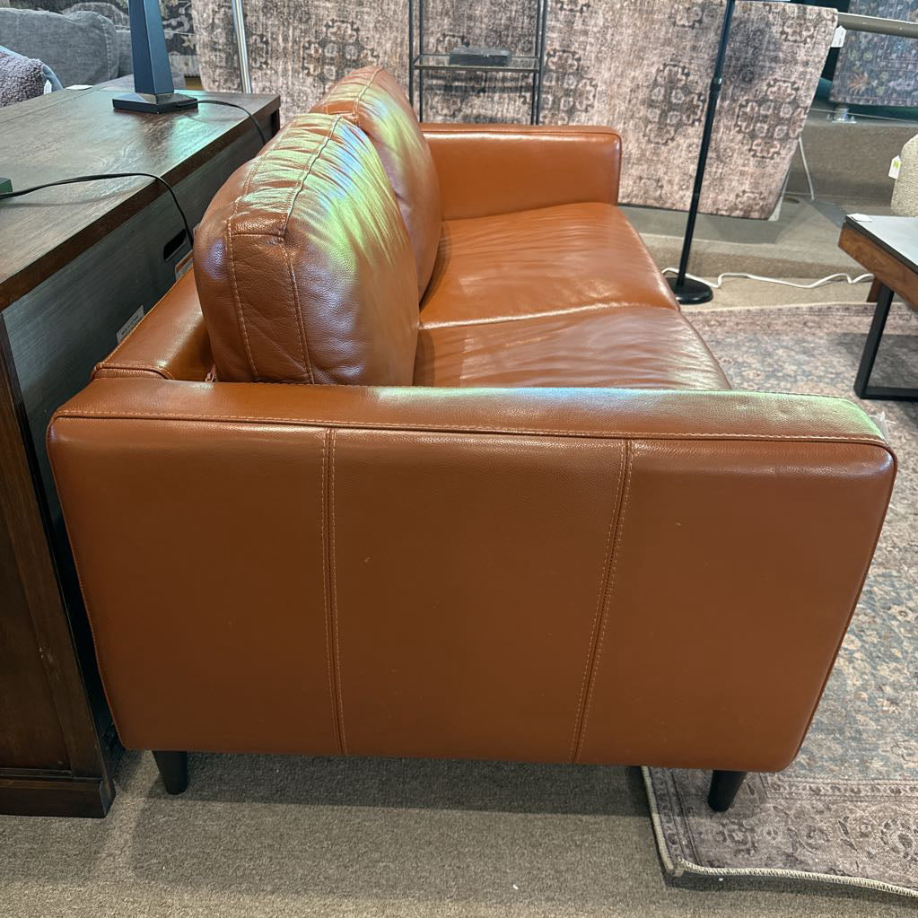 Macy's Camel Genuine Leather Sofa