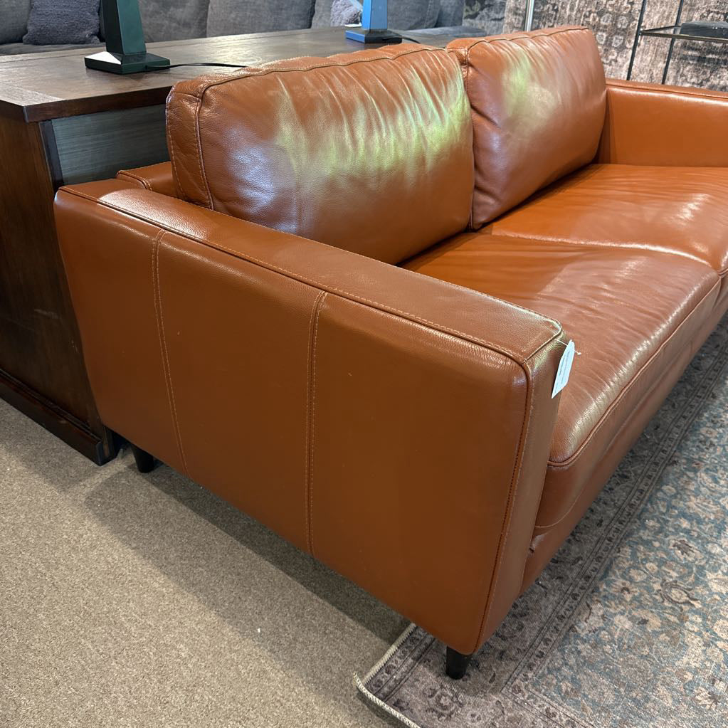 Macy's Camel Genuine Leather Sofa