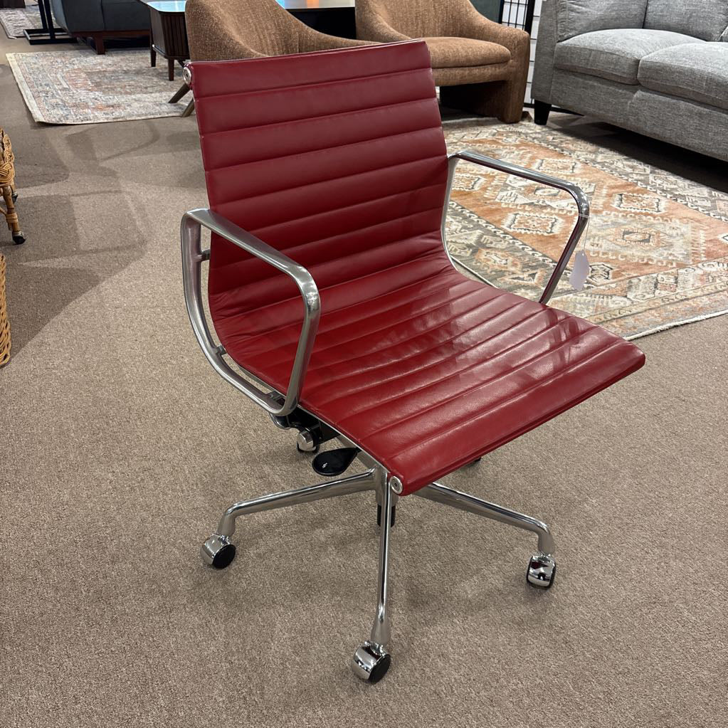 Herman Miller Red Leather Aluminum Office Chair