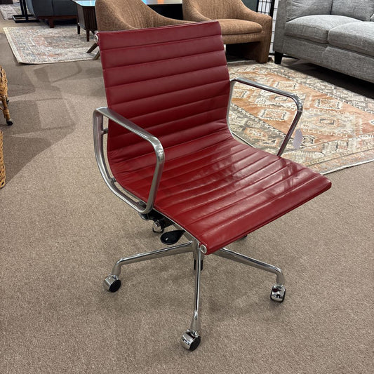 Herman Miller Red Leather Aluminum Office Chair