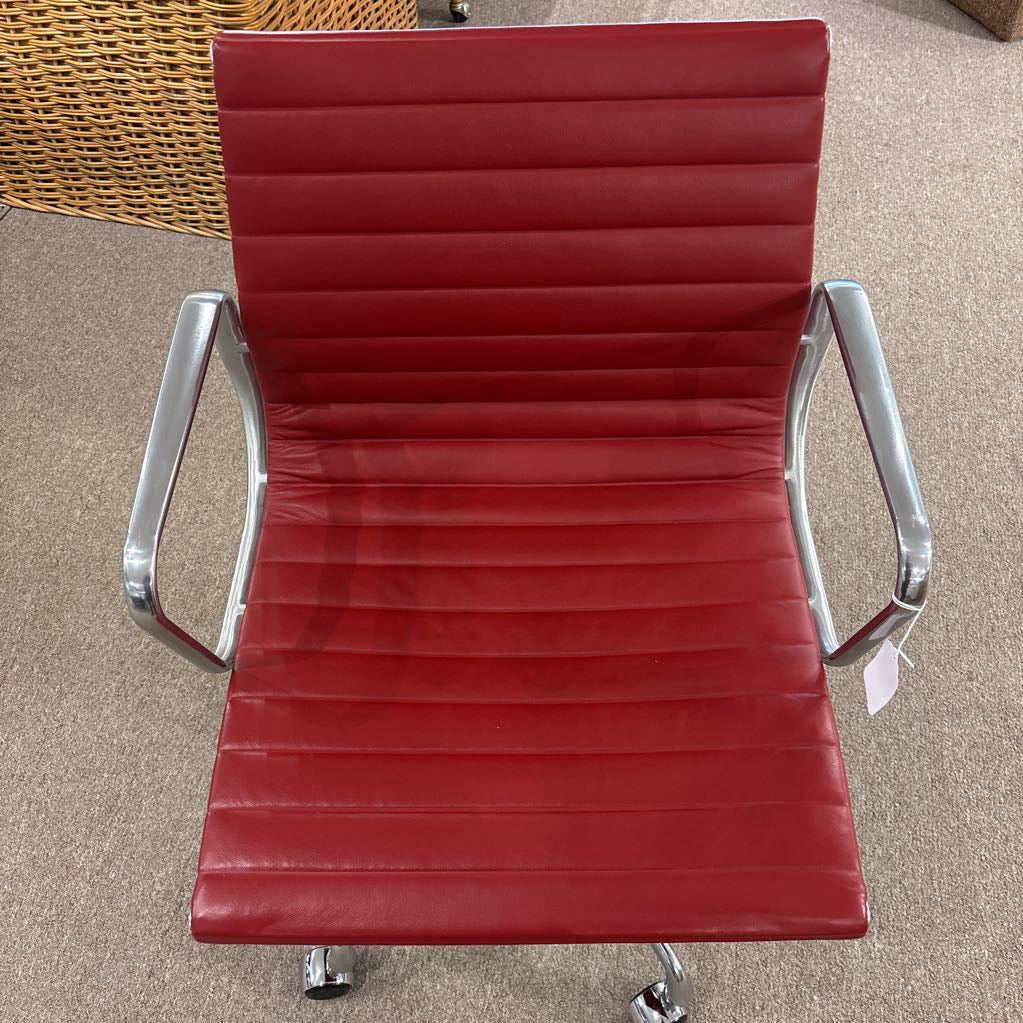 Herman Miller Red Leather Aluminum Office Chair