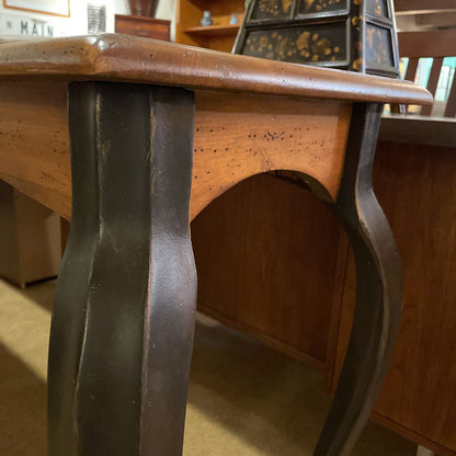 Cast Iron Curved Leg Wood Top Console Table