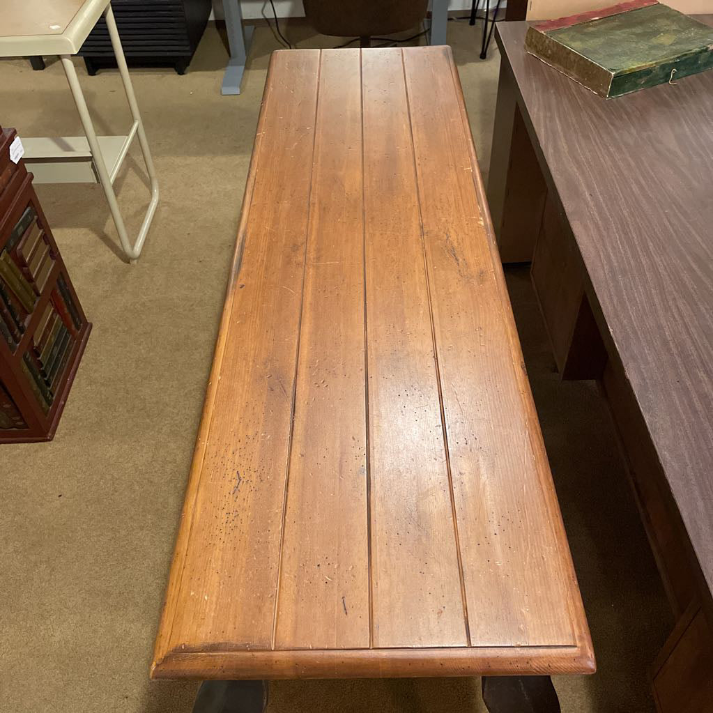 Cast Iron Curved Leg Wood Top Console Table