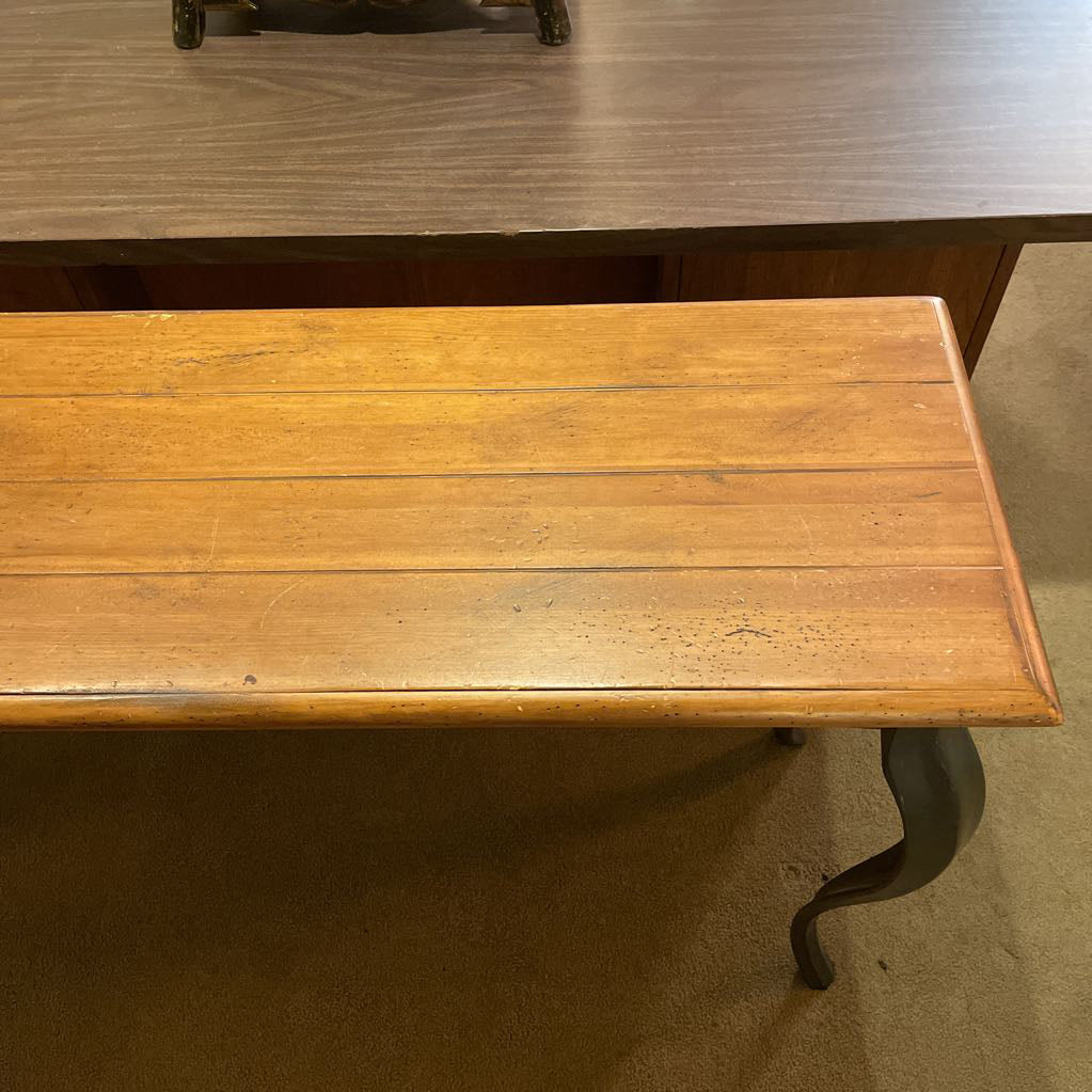 Cast Iron Curved Leg Wood Top Console Table
