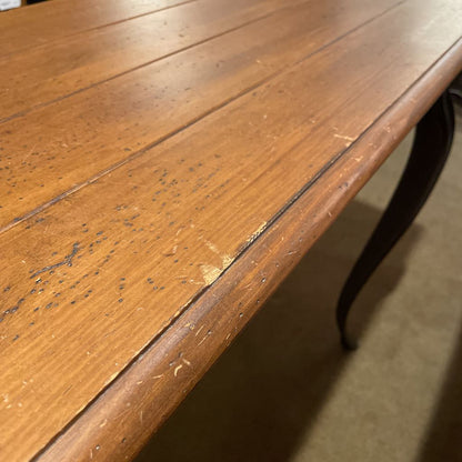 Cast Iron Curved Leg Wood Top Console Table