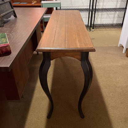 Cast Iron Curved Leg Wood Top Console Table