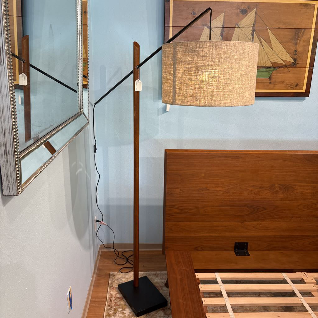 Black and Walnut Arc Floor Lamp LAMPS