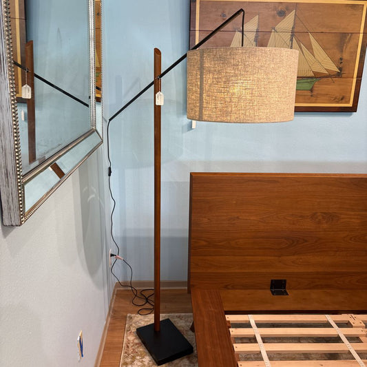 Black and Walnut Arc Floor Lamp LAMPS