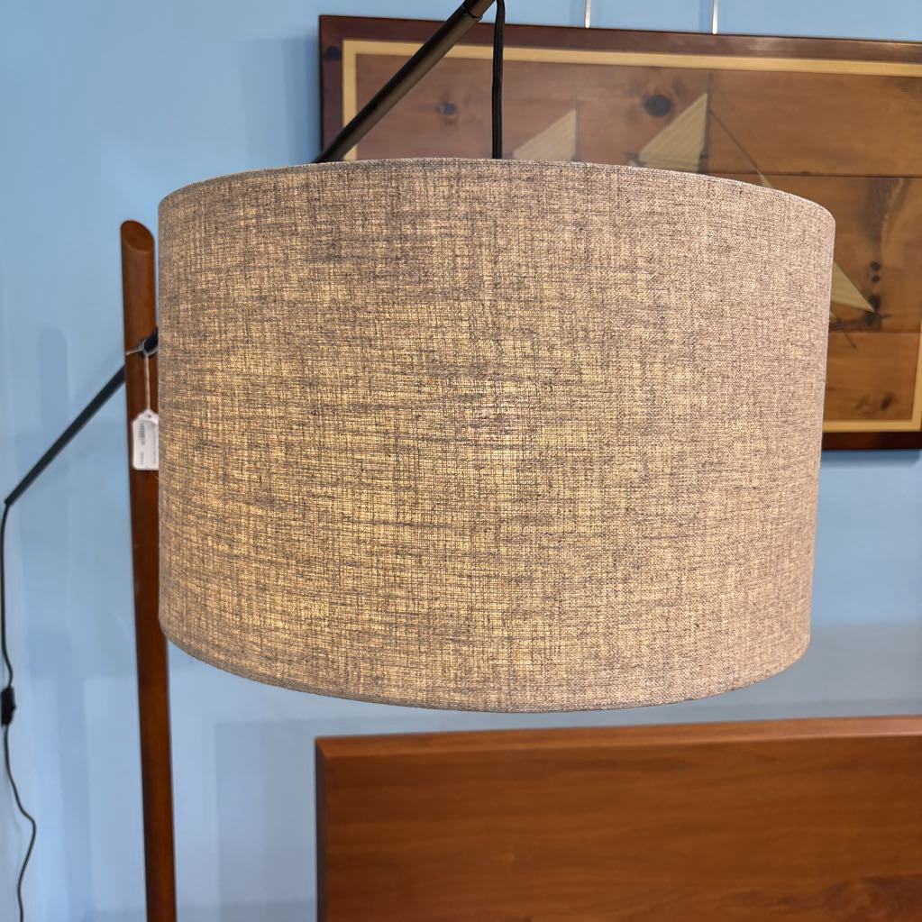 Black and Walnut Arc Floor Lamp LAMPS