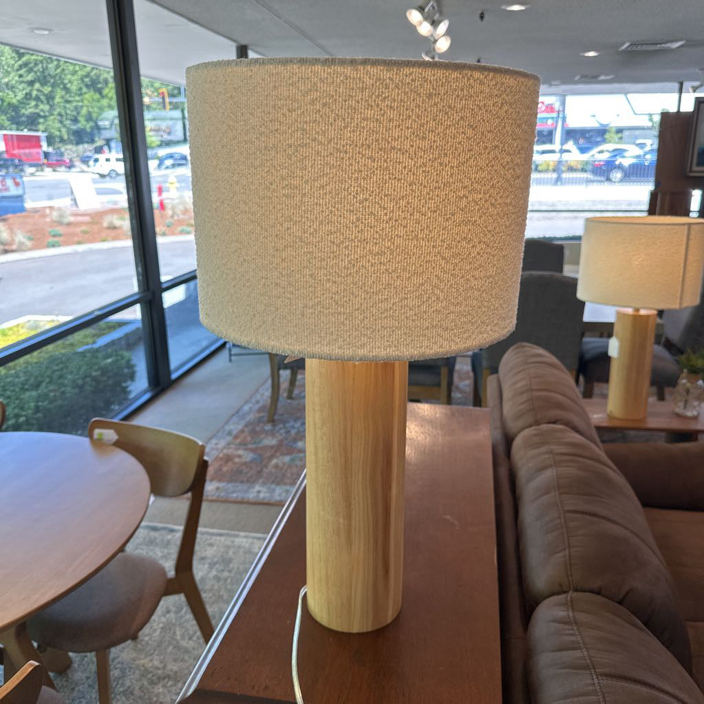 Contemporary Natural Rubberwood Table Lamp