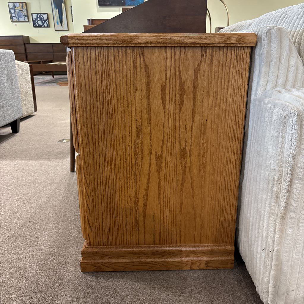 Small Oak 2 Drawer File Cabinet