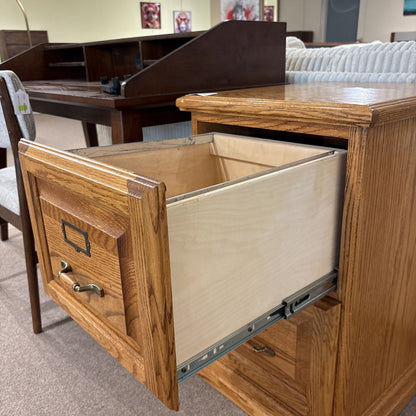 Small Oak 2 Drawer File Cabinet