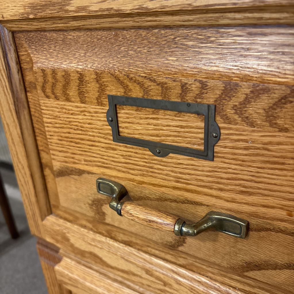 Small Oak 2 Drawer File Cabinet