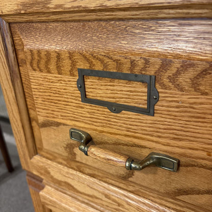 Small Oak 2 Drawer File Cabinet