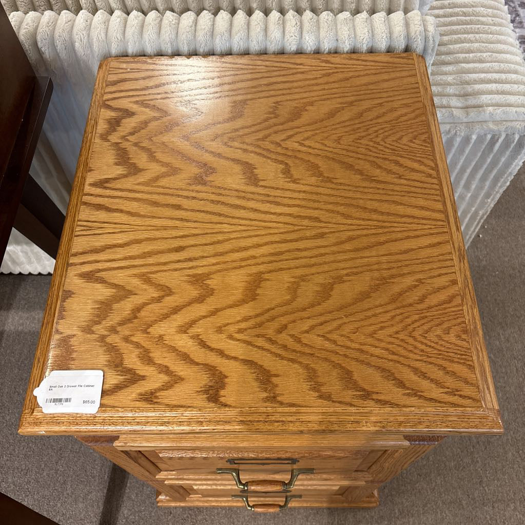 Small Oak 2 Drawer File Cabinet