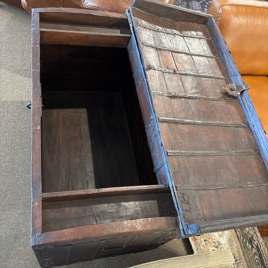 Antique Mexican Handmade Trunk on Wheels