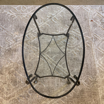 Oval Glass & Iron Coffee Table
