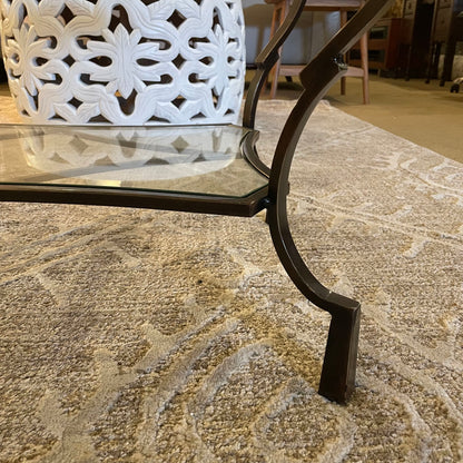 Oval Glass & Iron Coffee Table