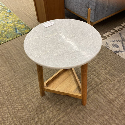 Marble Top Wood Base Side Table w/Shelf C SIDE TABLES