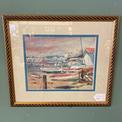 Signed Fishing Village Print ART