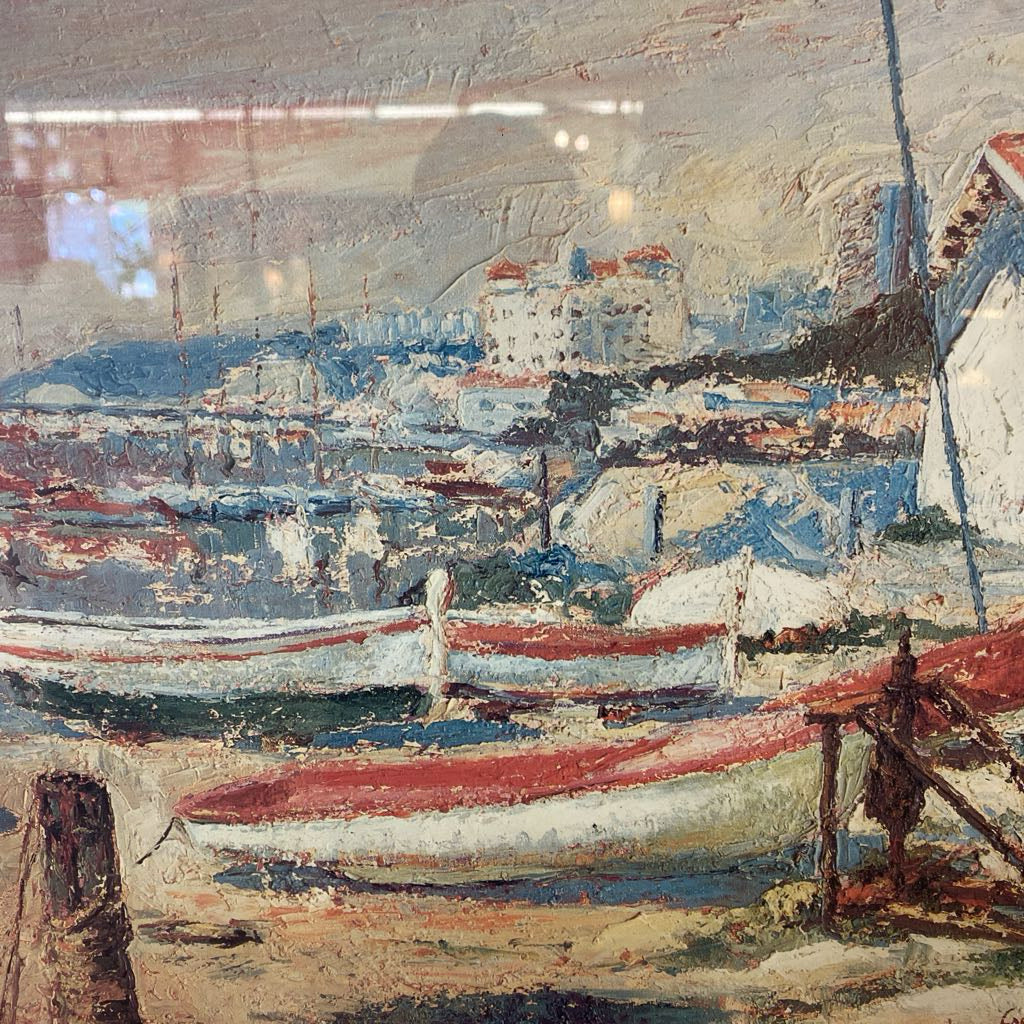 Signed Fishing Village Print ART